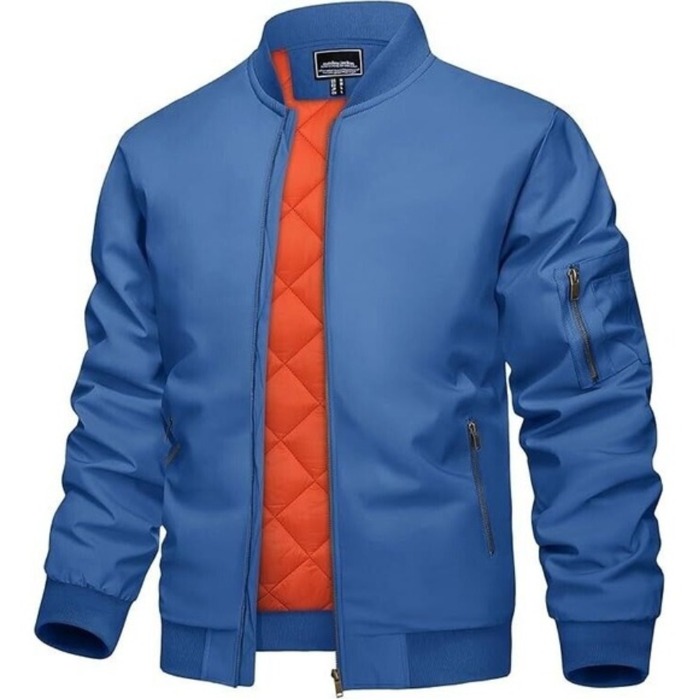 Men's Jacket Casual Windproof Bomber‎ Jackets Full Zip Windbreaker Jackets (2XL)